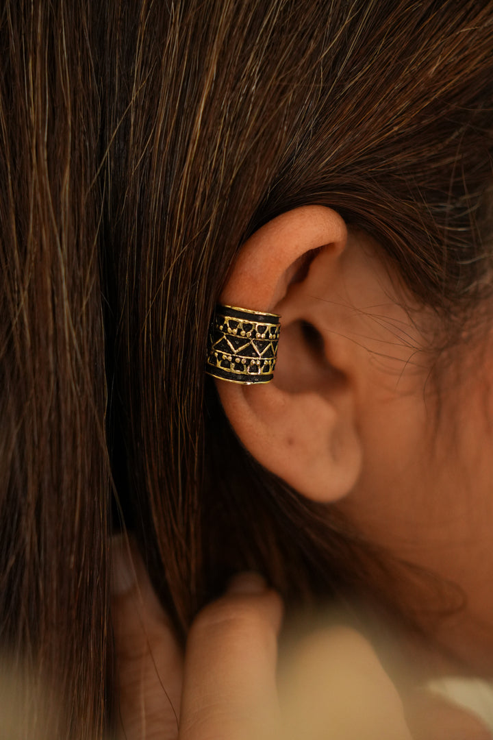 Antique tribal brass ear cuff- pair