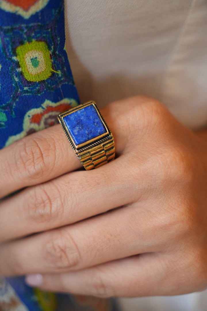 Lapis watch ring size 7-8. Adjustable