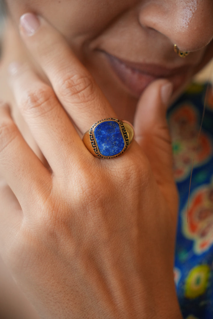 Oval Lapis ring. Adjustable. Size 7-8