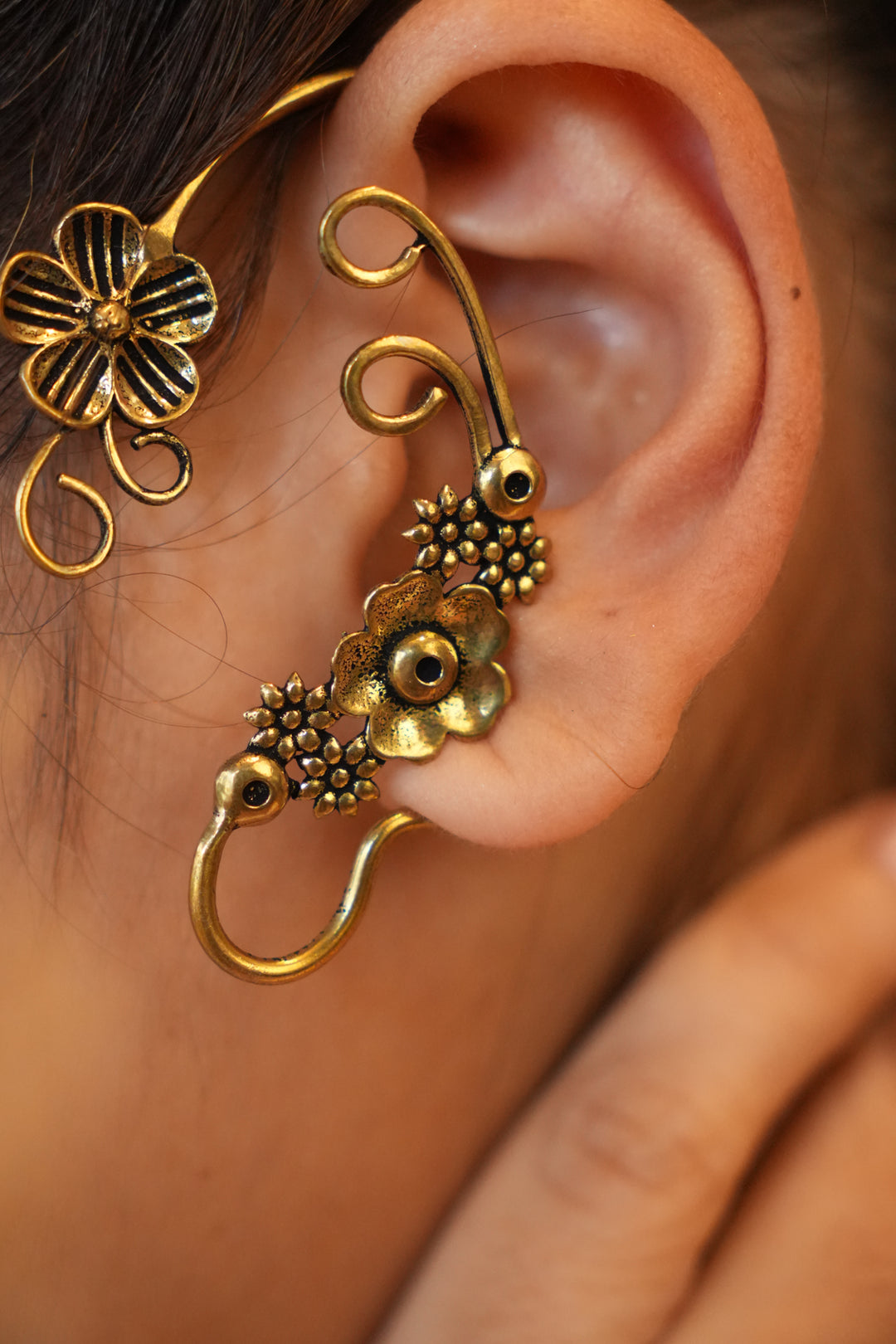 Floral loop ear cuff- pair.