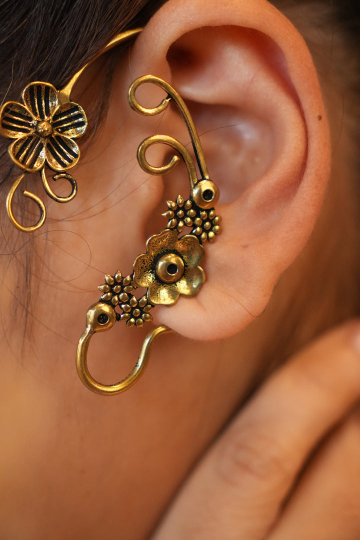 Floral loop ear cuff- pair.