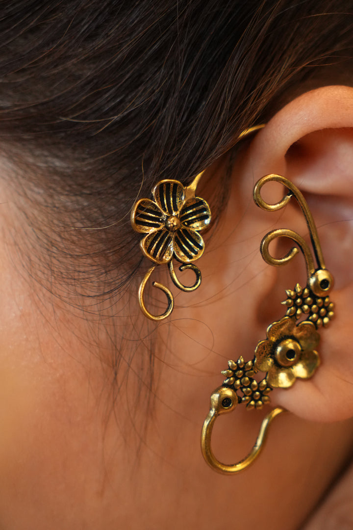 Floral loop ear cuff- pair.