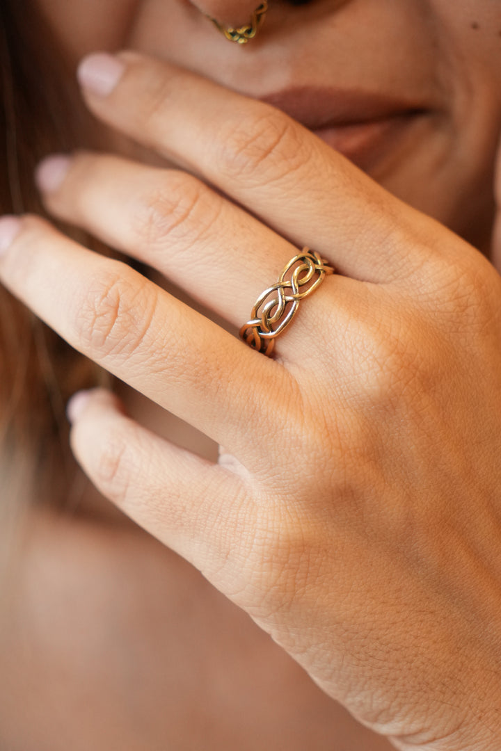 Celtic brass band ajdustable ring- Size 6-8