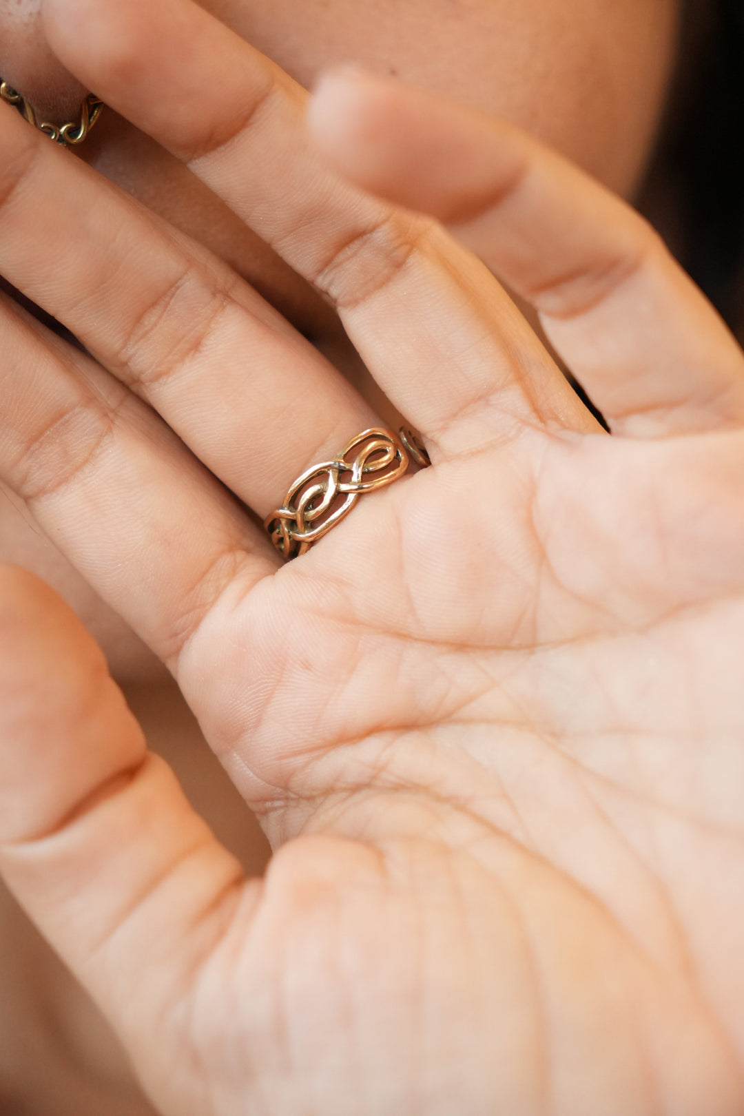 Celtic brass band ajdustable ring- Size 6-8