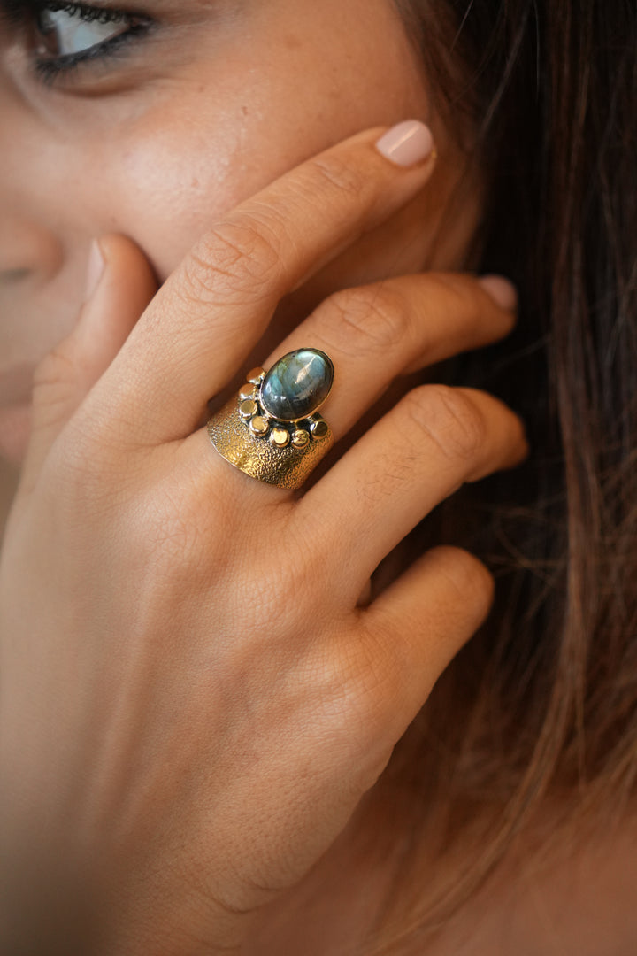 Silver moon- Labradorite ring