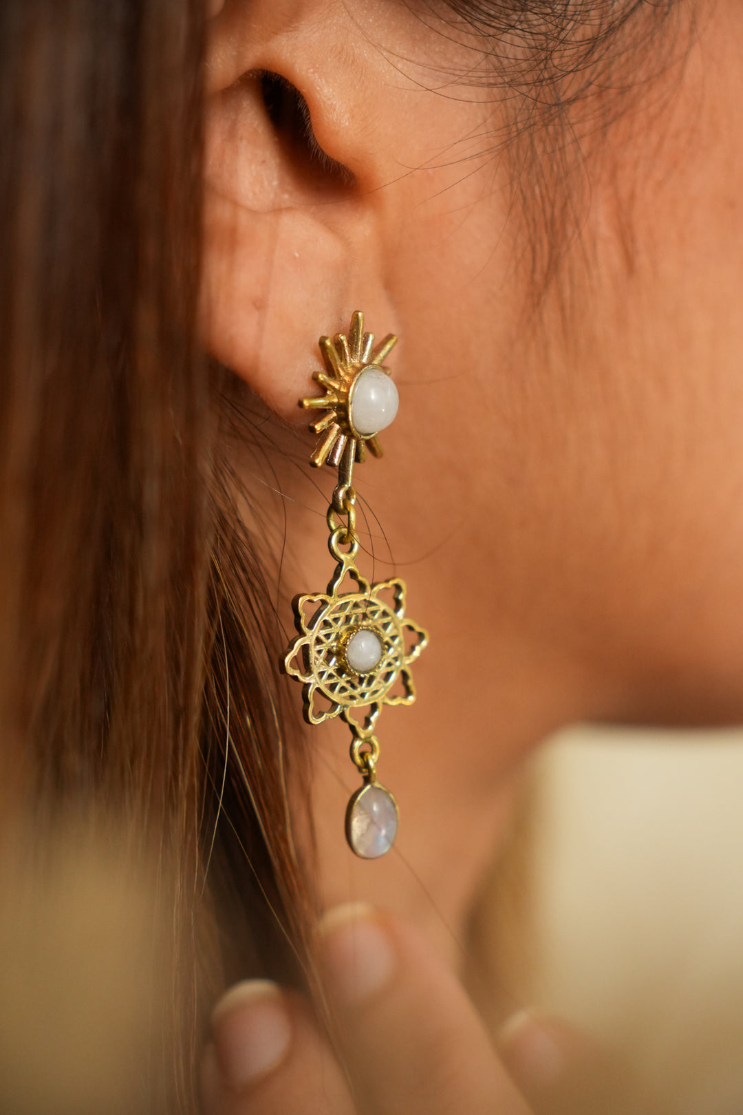 Nyra moonstone earrings