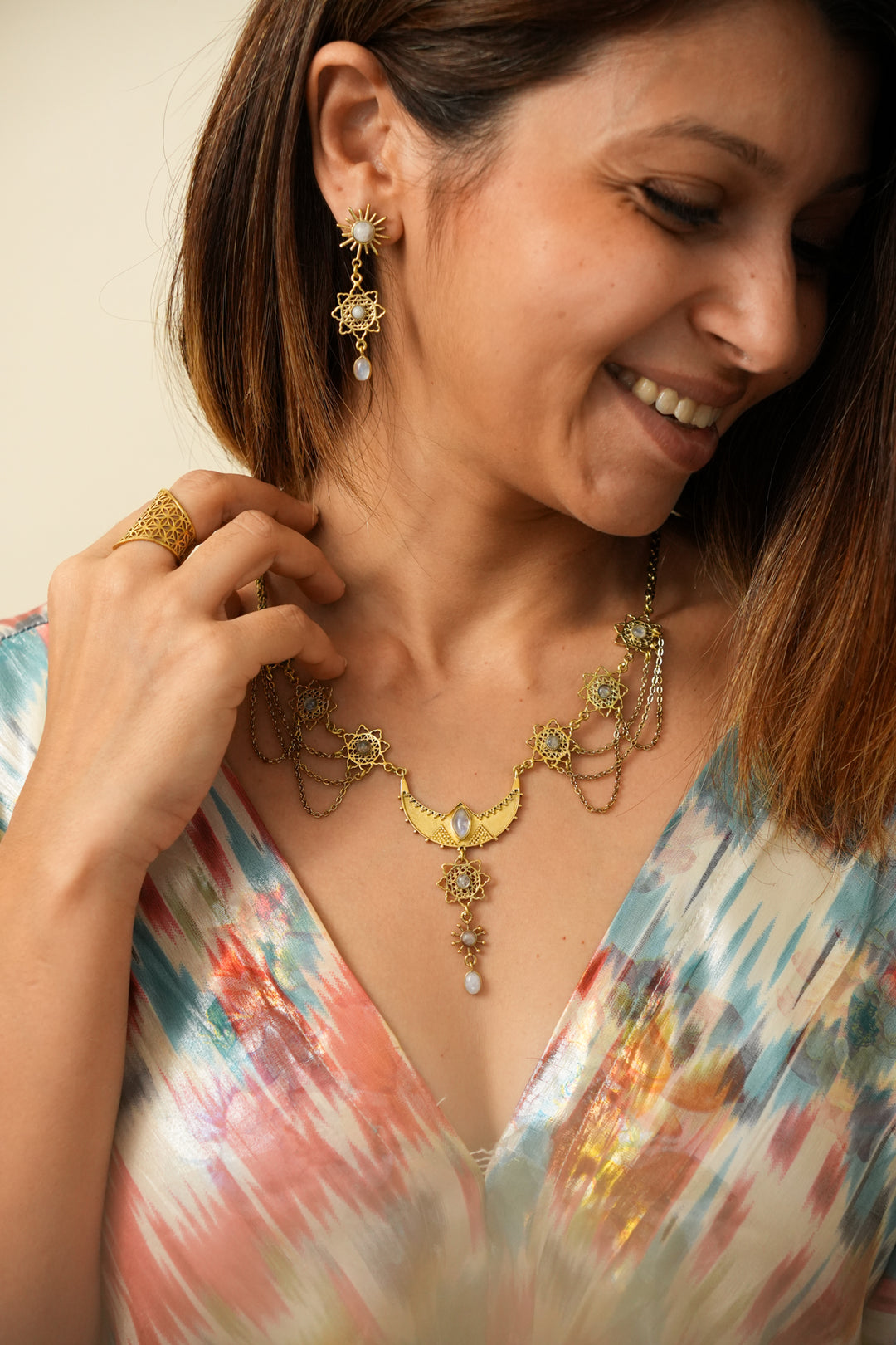 Nyra moonstone earrings