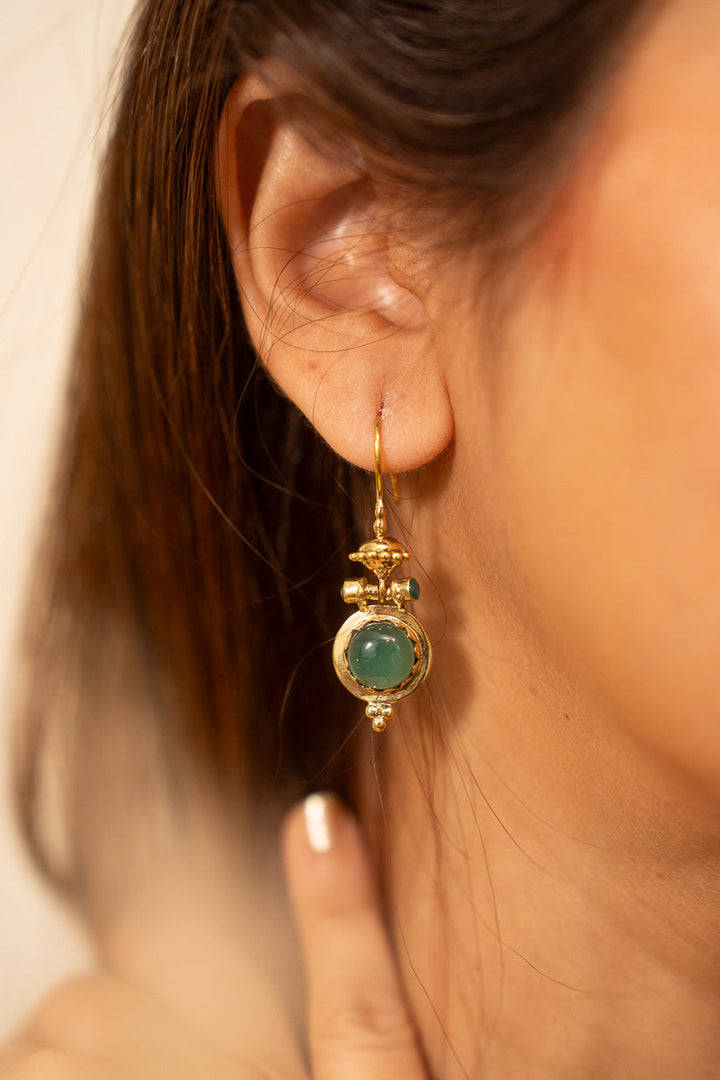 Boho Oasis Brass Baali With Green Onyx