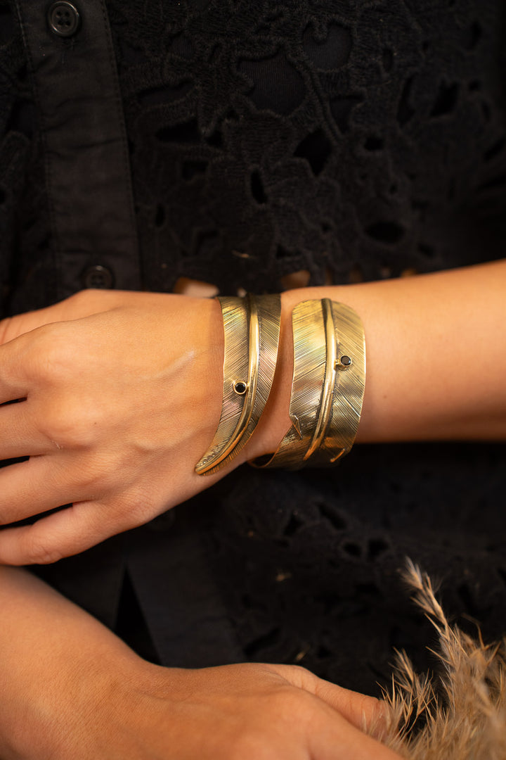 Tapered Feather Wrap Cuff- Wrist bangle and arm cuff