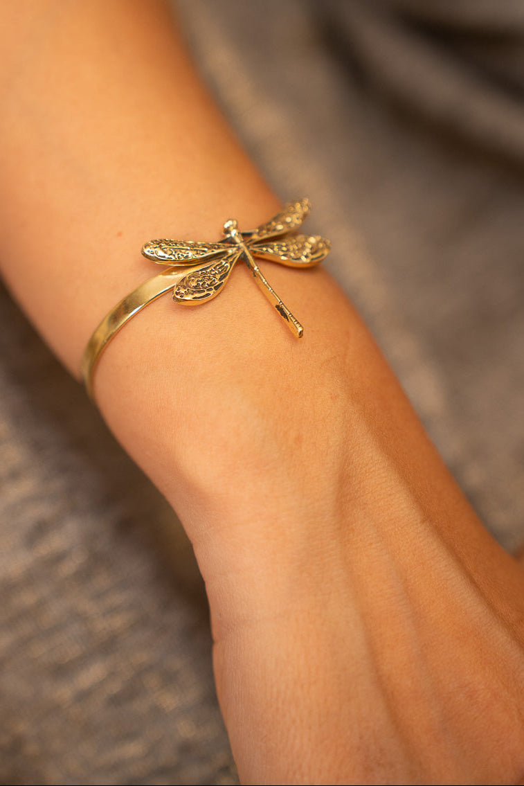 Garden Dragonfly Brass Bracelet