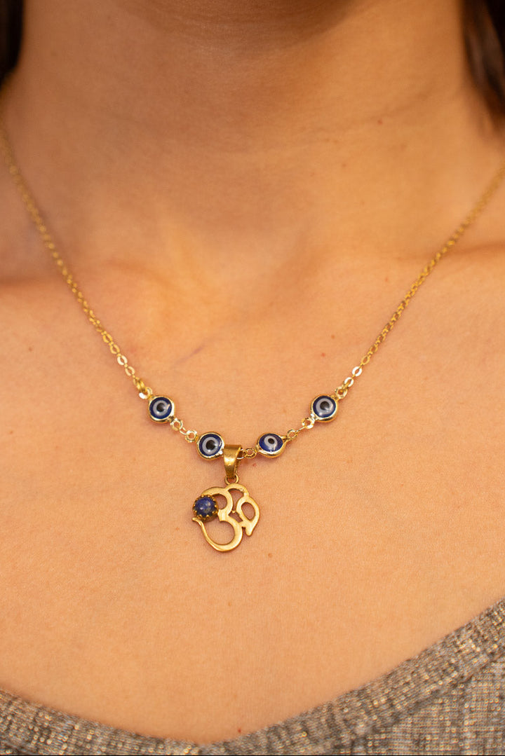 Sacred Lapis Om Nazar Battu Necklace