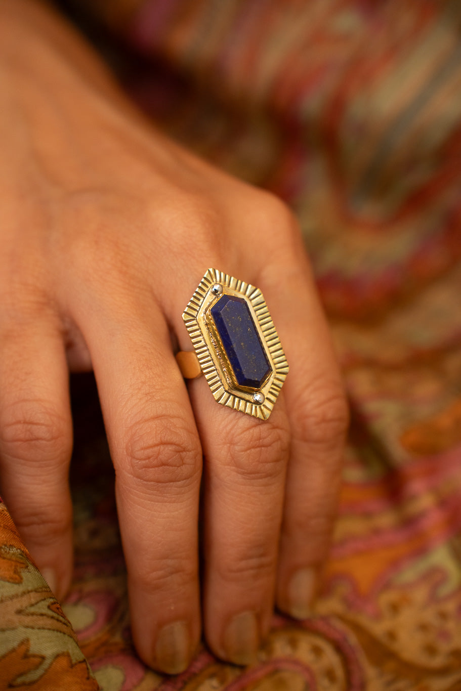 Lapis Lazuli Cocktail Ring (Non-adjustable.) Size 7-9
