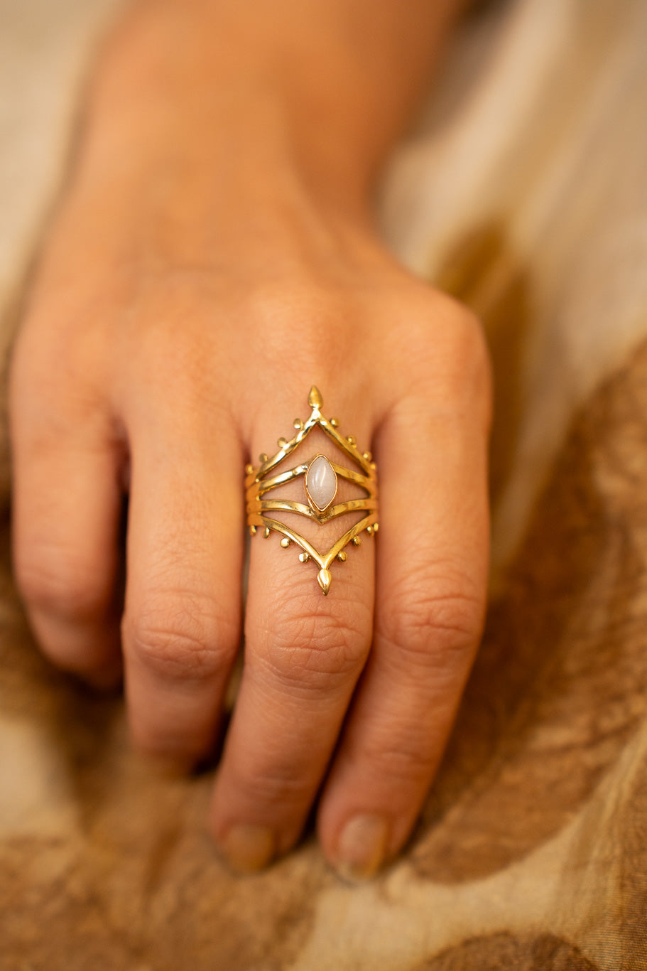 Crown Moonstone Ring. size 5-8 Non-adjustable