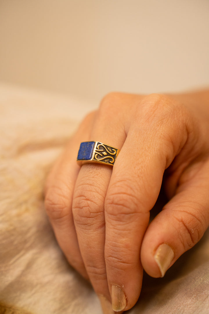 Lapis Signet Ring- ( Non-Adjustable) size 7-8