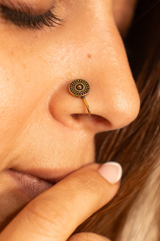 Tribal Disc Nose Pin- Press on