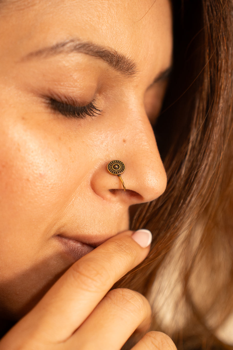 Tribal Disc Nose Pin- Press on