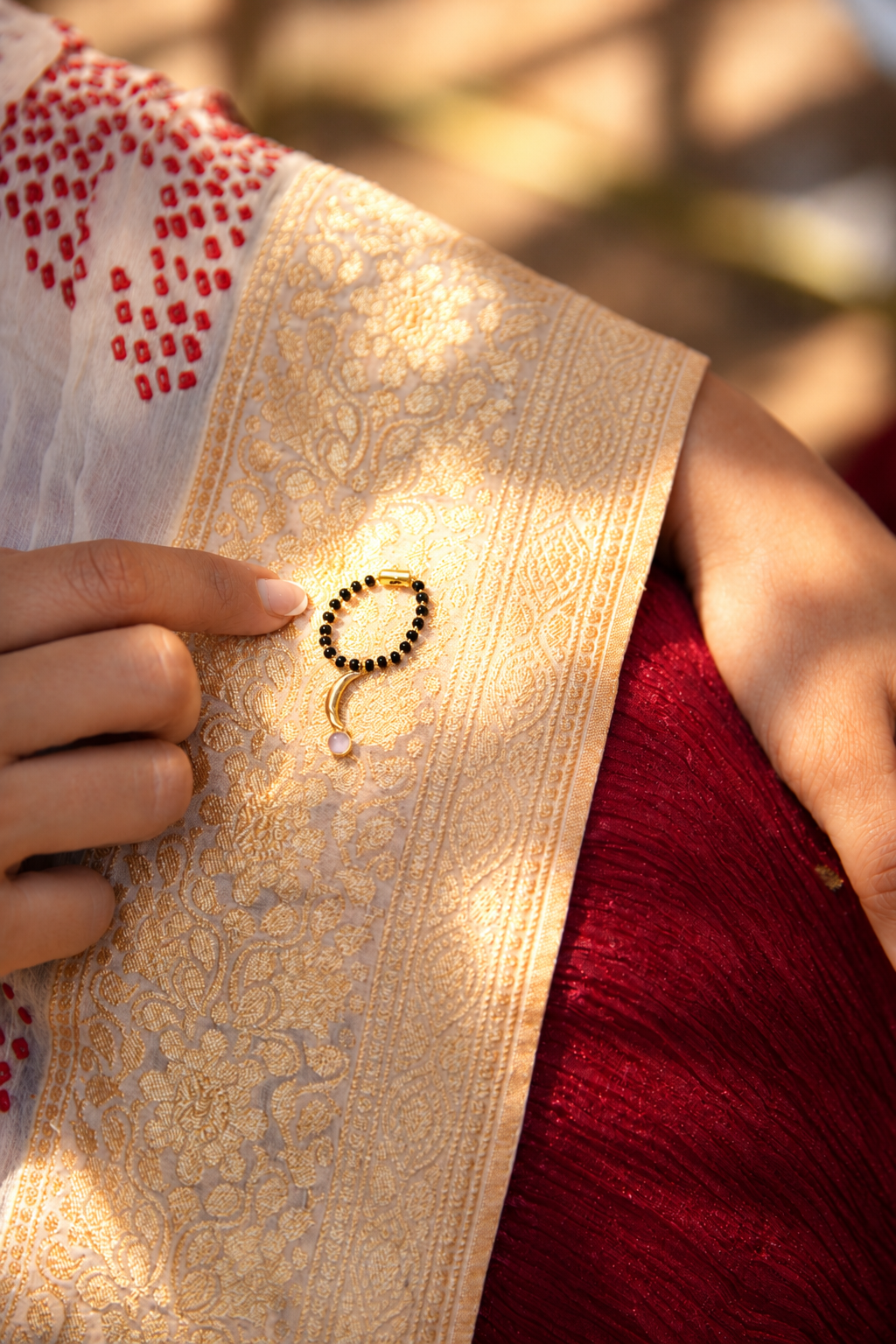 Chaand Brass Mangalsutra Ring – Adjustable