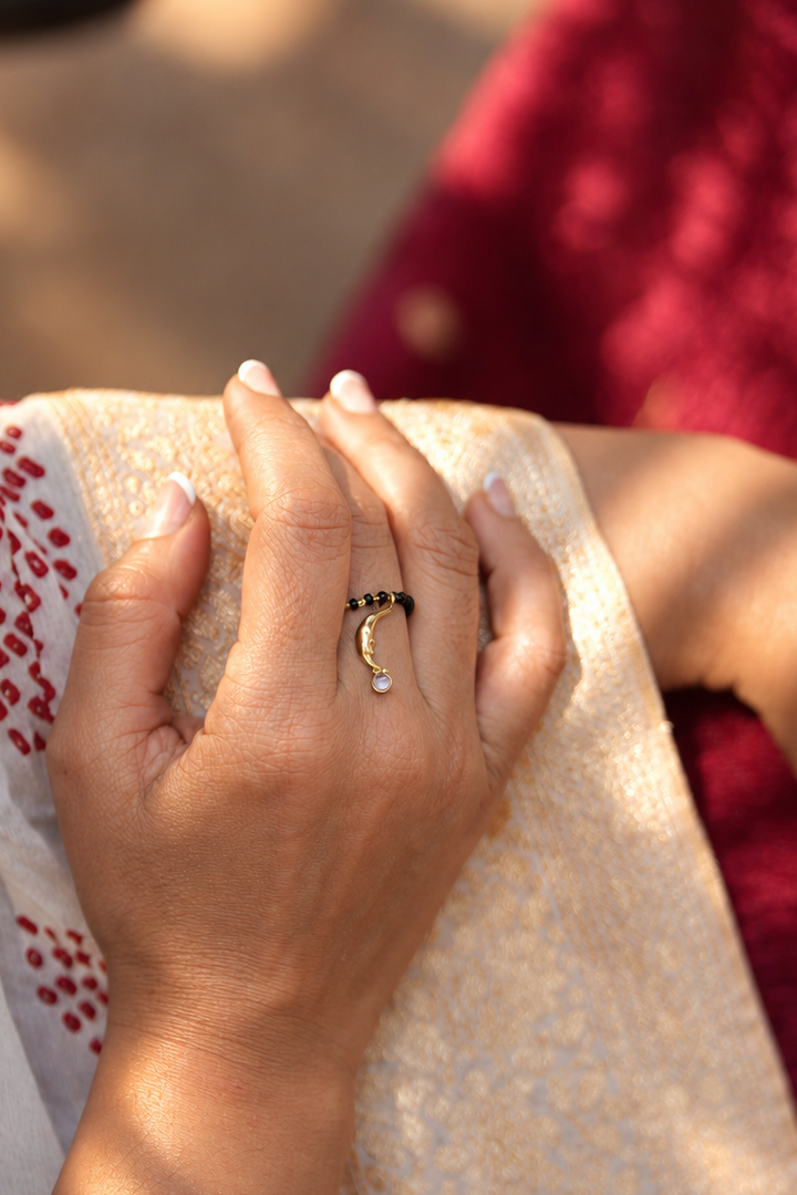 Chaand Brass Mangalsutra Ring – Adjustable