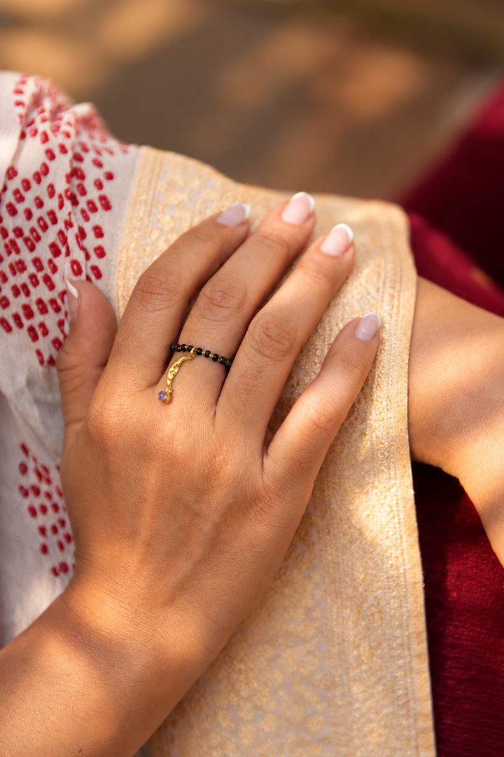 Chaand Brass Mangalsutra Ring – Adjustable