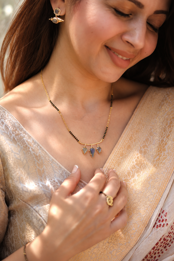 Trinity Labradorite Mangalsutra Necklace