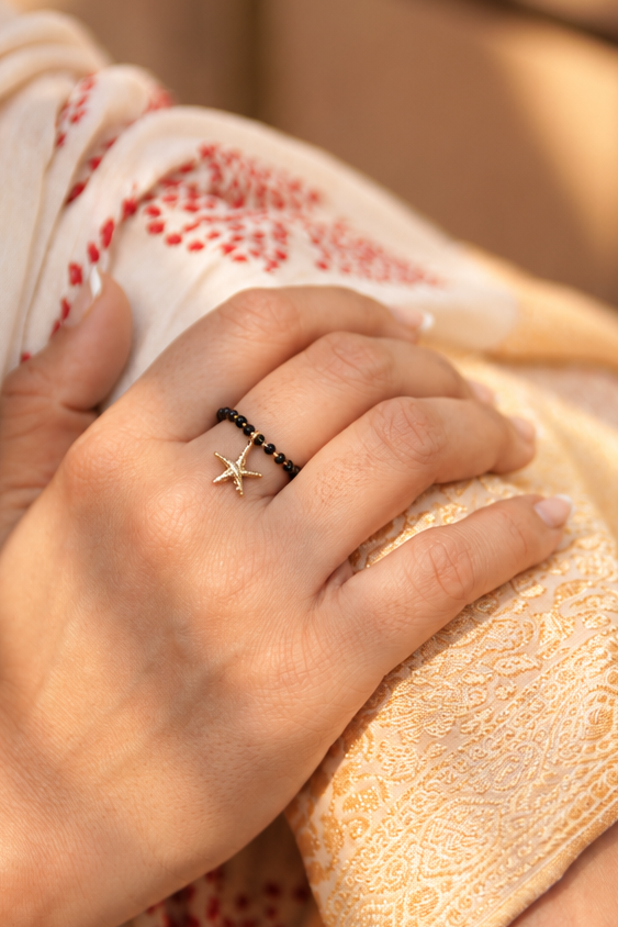 Star of Love Brass Mangalsutra Ring – Adjustable