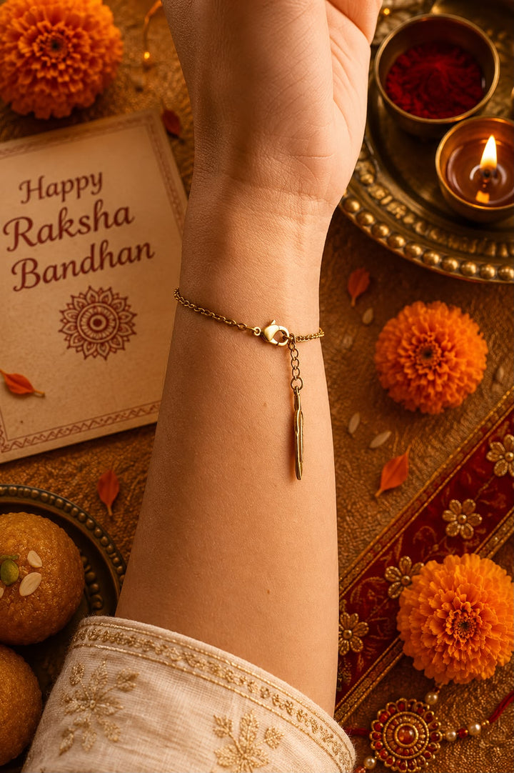 Moonstone Mandala Lumba Rakhi With Rice, Haldi & Kum Kum Dibbi gift pack
