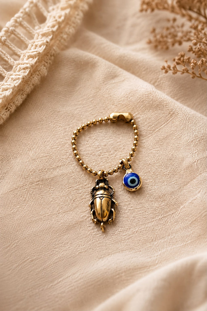Beetle Evil Eye Brass Watch Charm
