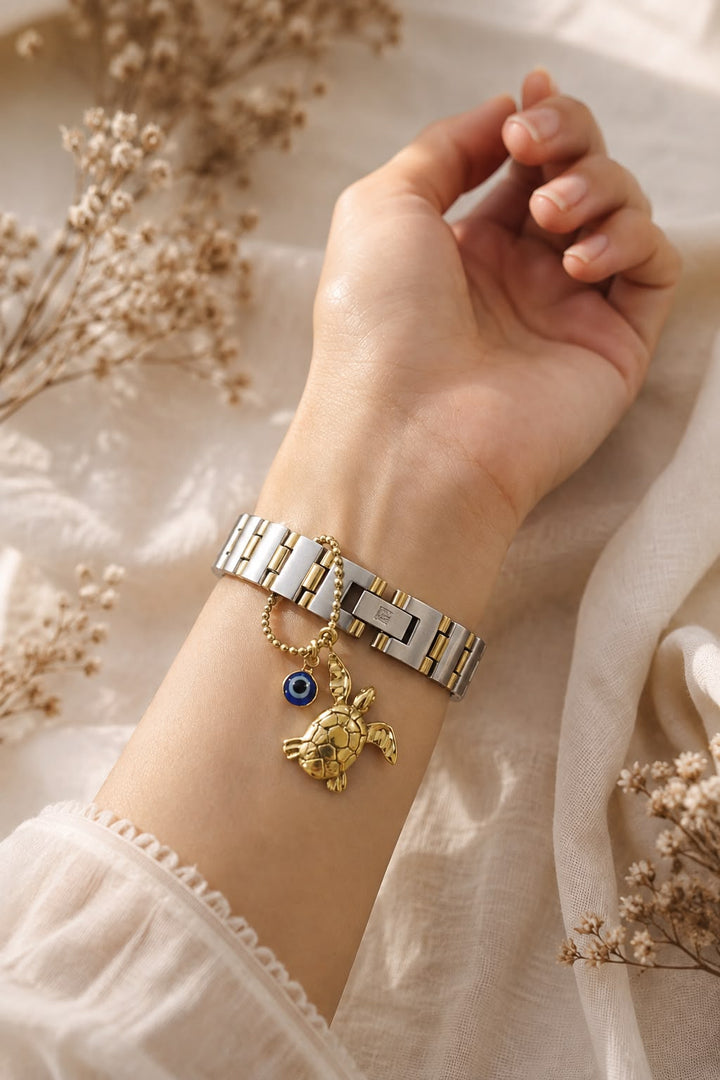 Turtle Evil Eye Watch Charm