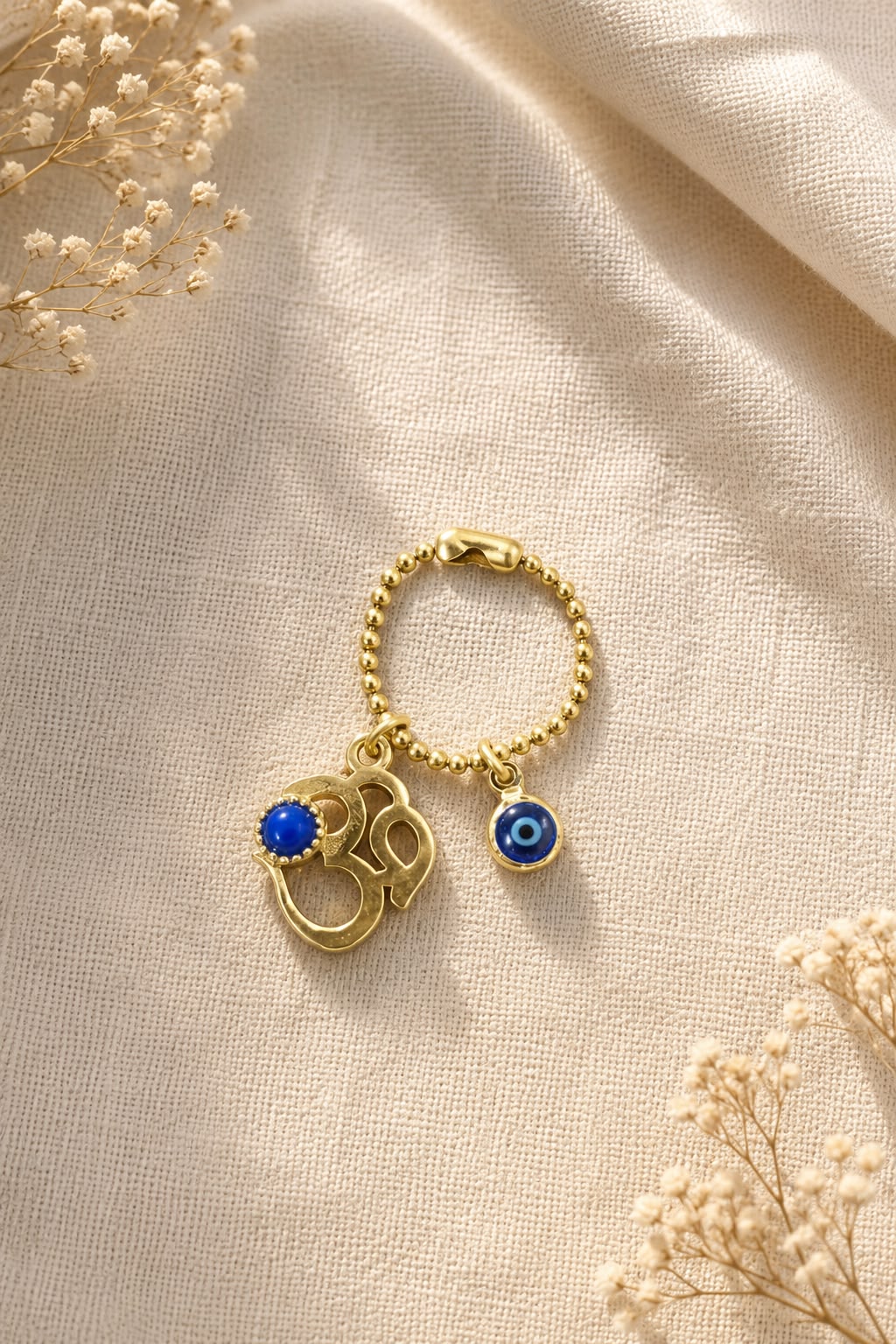 Lapis Sacred Om Evil Eye Watch Charm