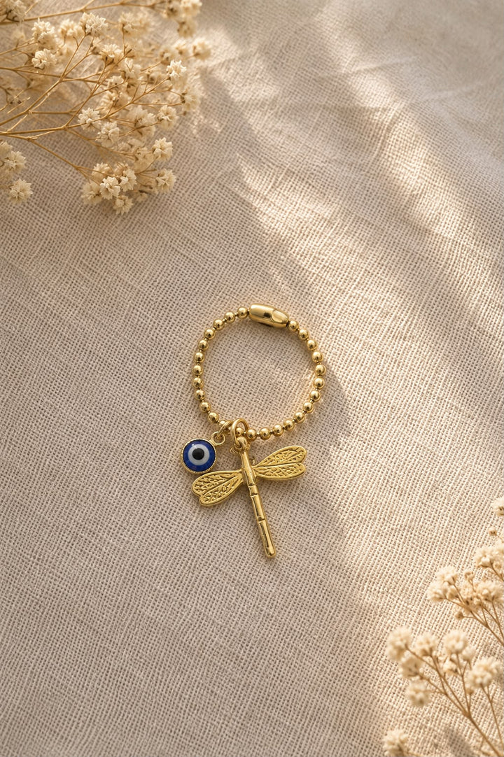 Dragonfly Evil-eye Brass Watch Charm