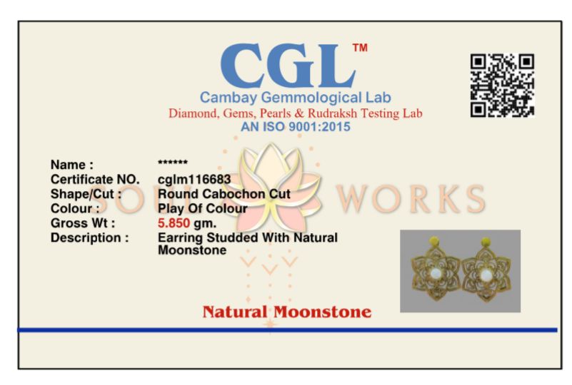 Moonstone mandala brass stud earrings