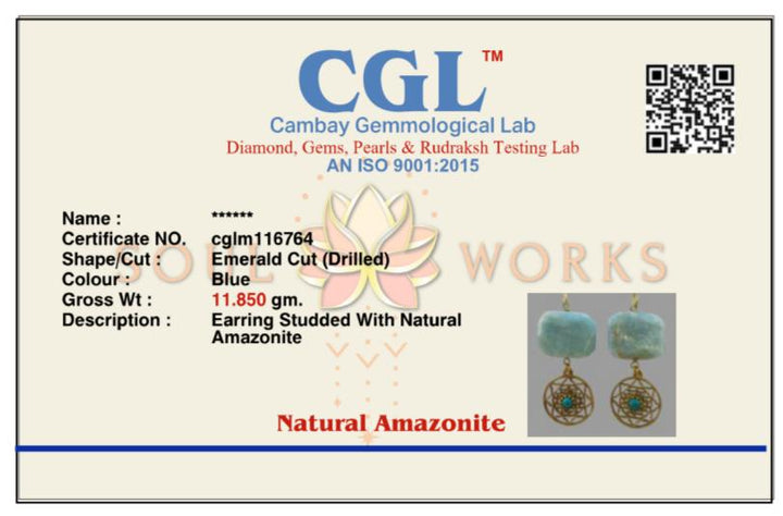 Aquamarine brass drop earrings