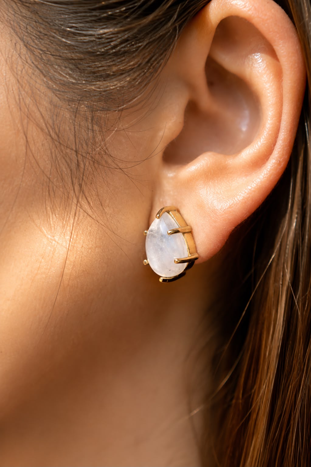 Moonstone Solitaire Studs