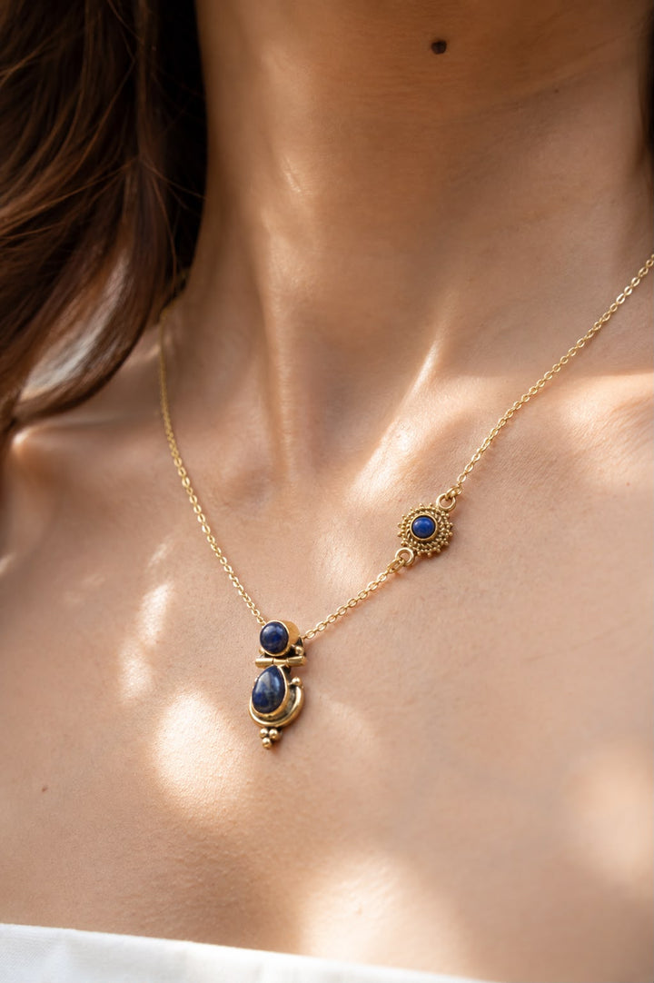 Lapis double drop necklace