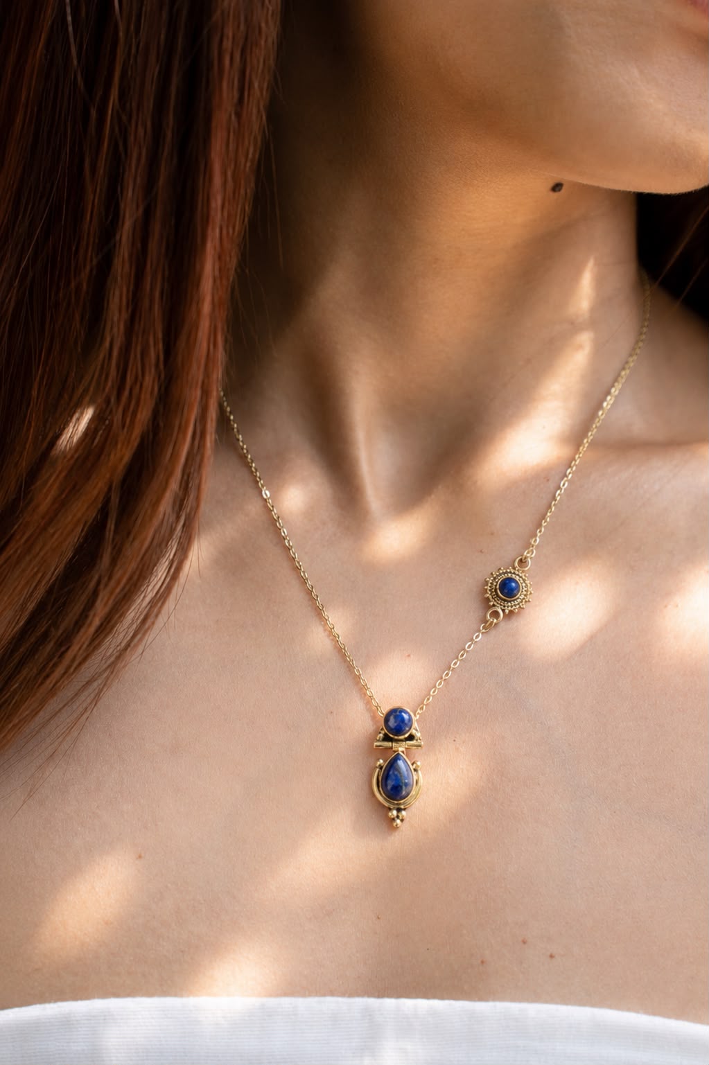 Lapis double drop necklace