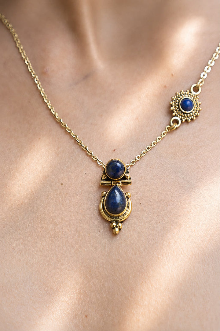 Lapis double drop necklace