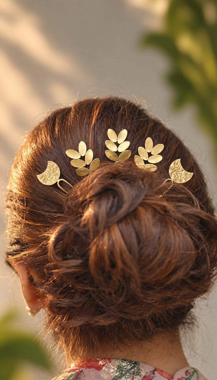 Bloom Brass Hair Pin Single piece