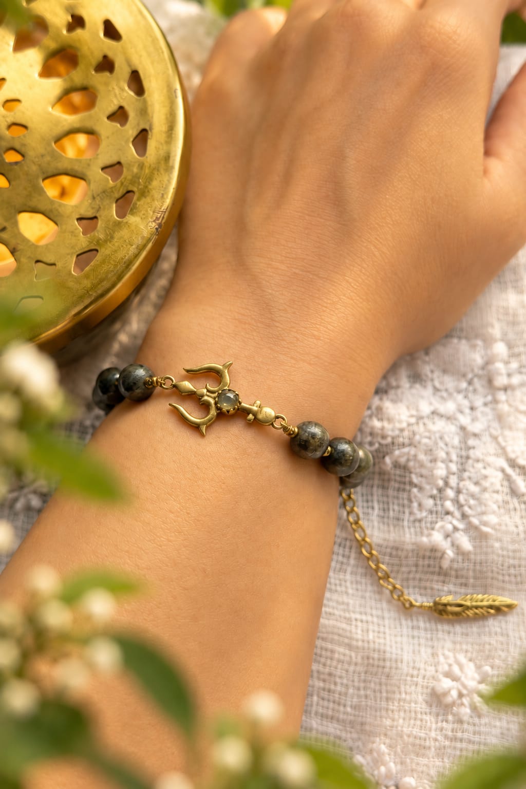 Raw Pyrite trishul healing bracelet