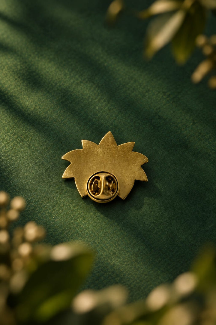 Lotus brooch lapel pin in pure brass