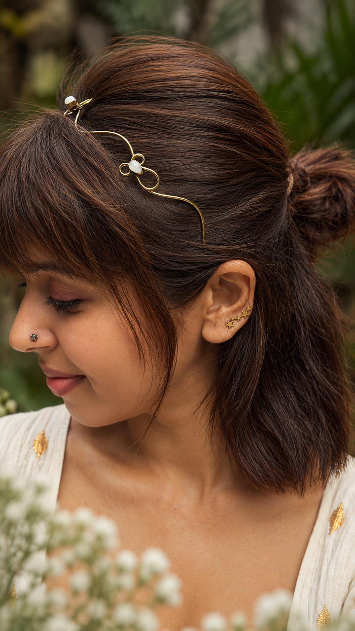 Moonstone hair band cum neckalce