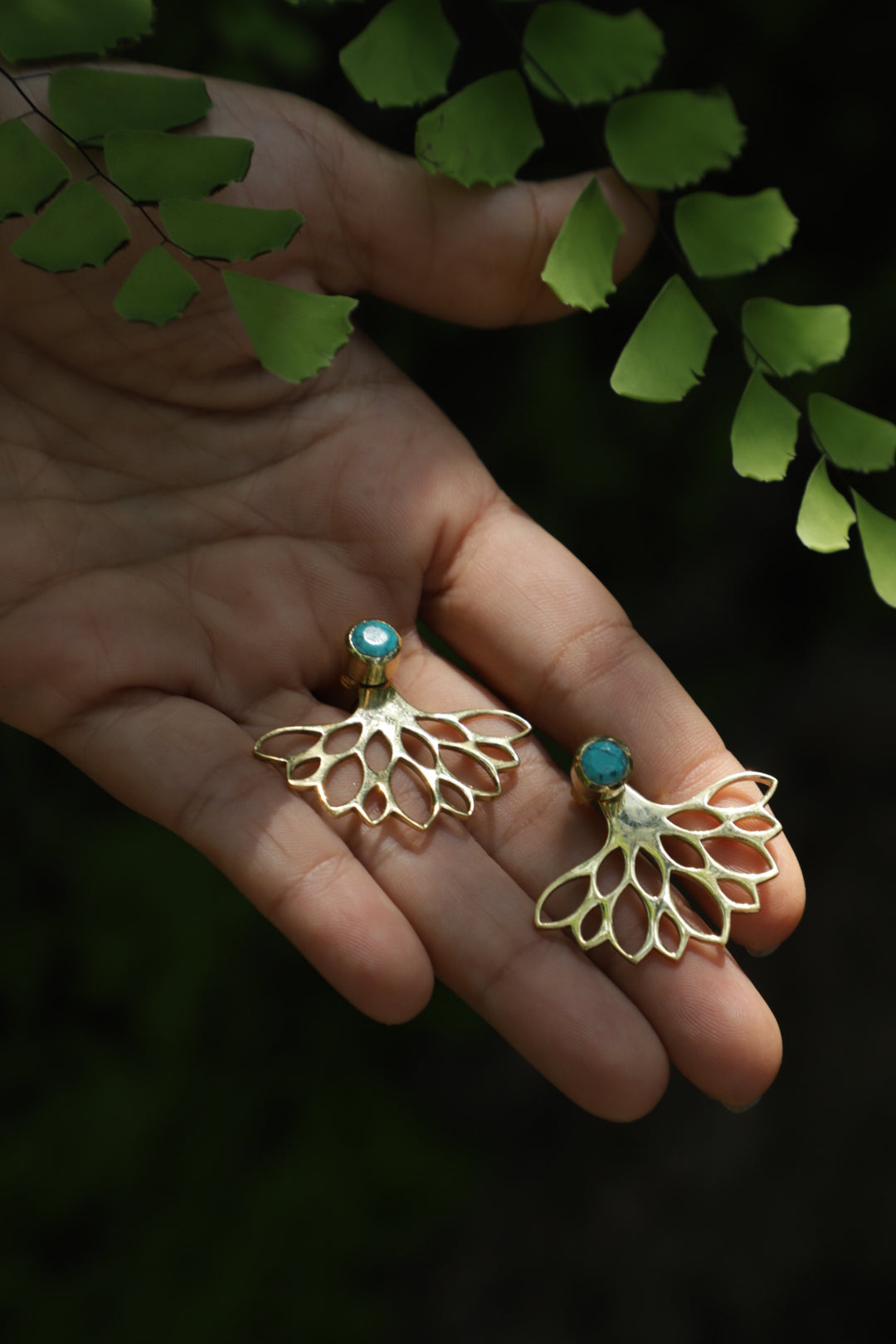 Lotus petal turquoise earrings- style 3 ways.