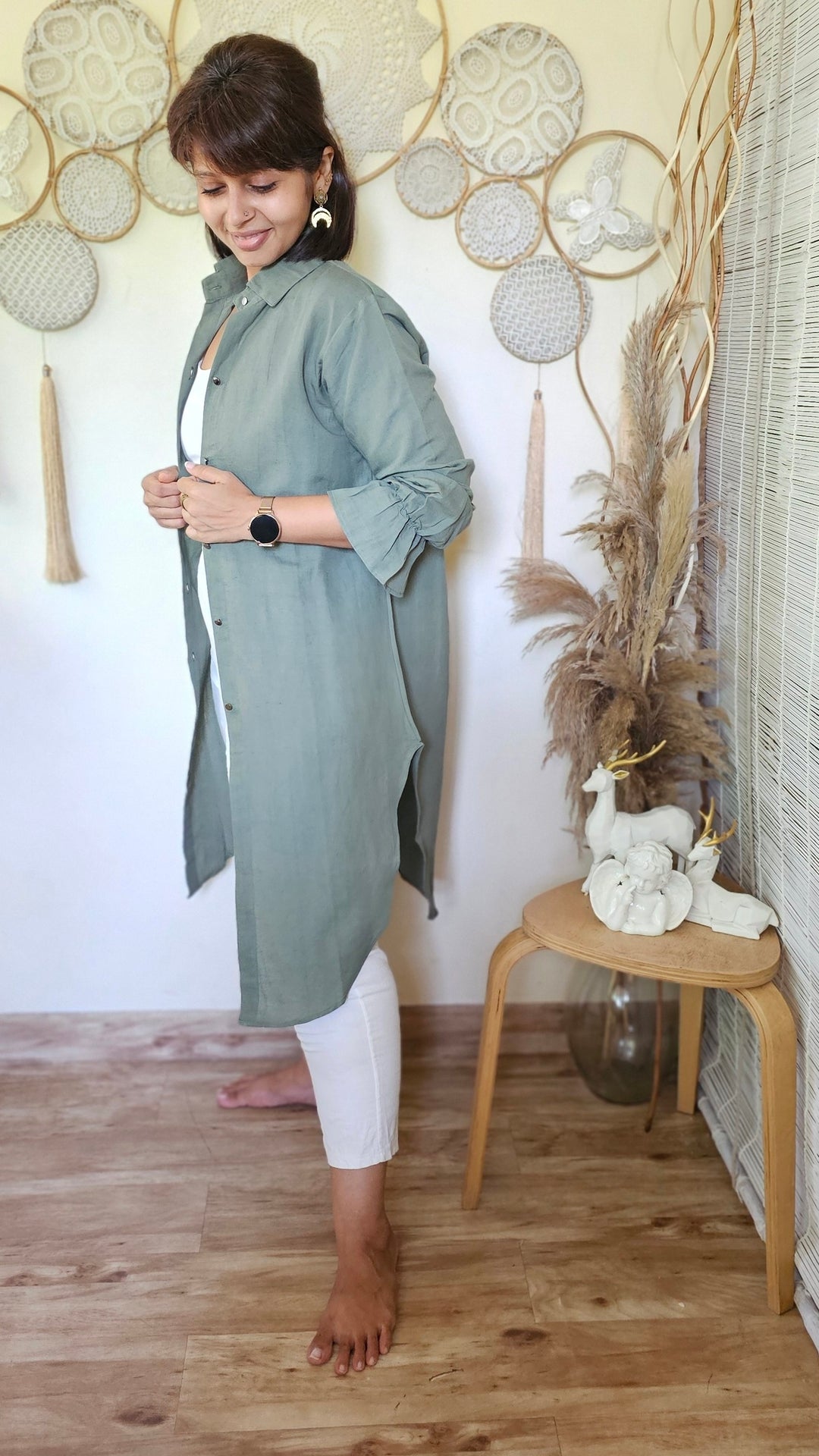 Khaadi green shirt dress