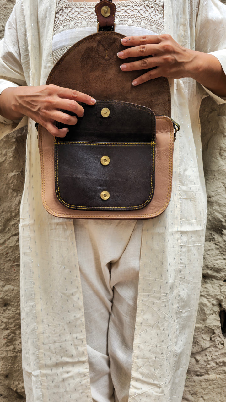 Sepia tan leather bag