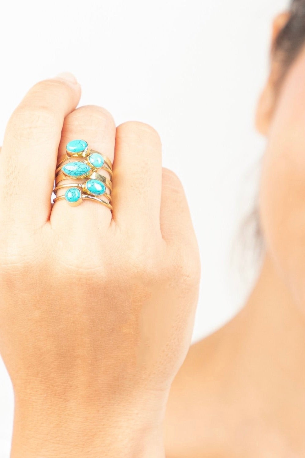 Stackable turquoise rings