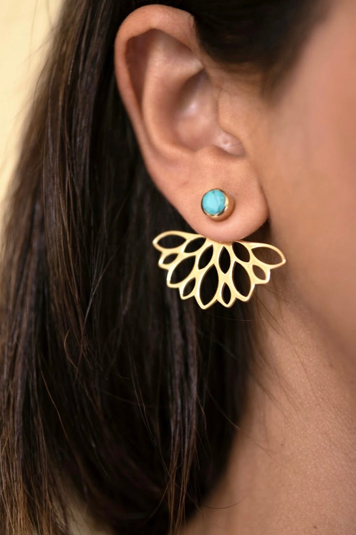 Lotus petal turquoise earrings- style 3 ways.