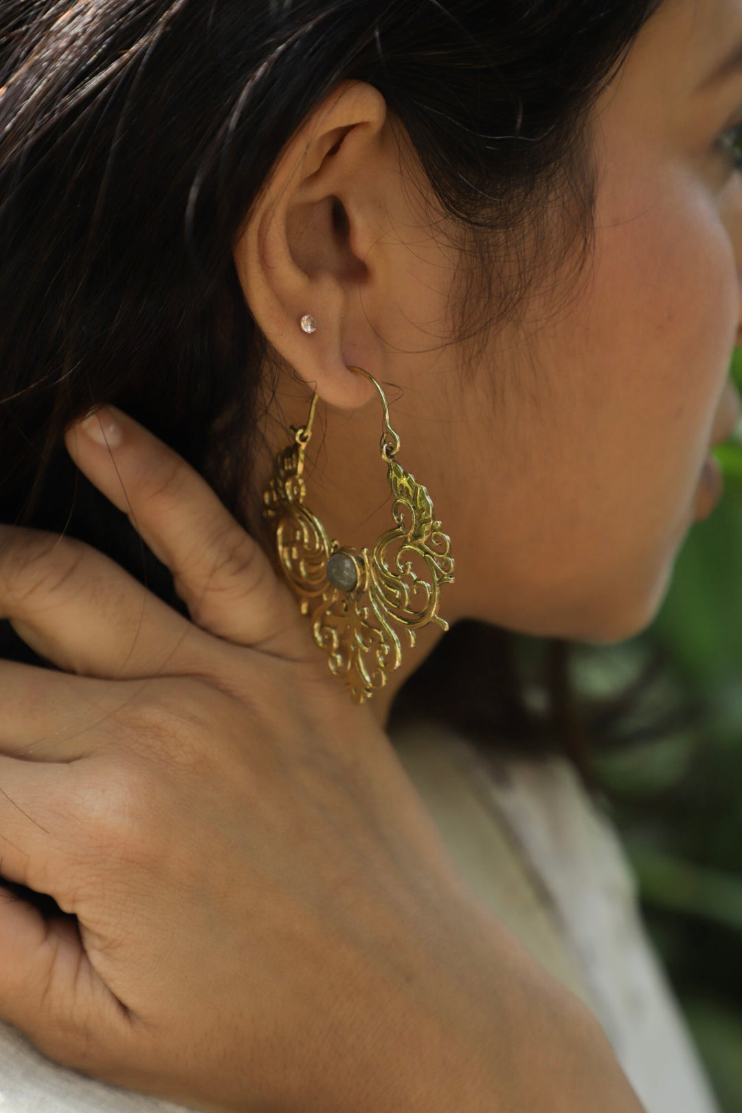 Drop labradorite earrings