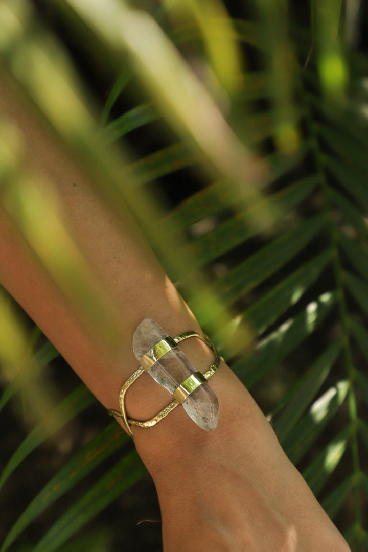 Clear quartz Crystal hand cuff