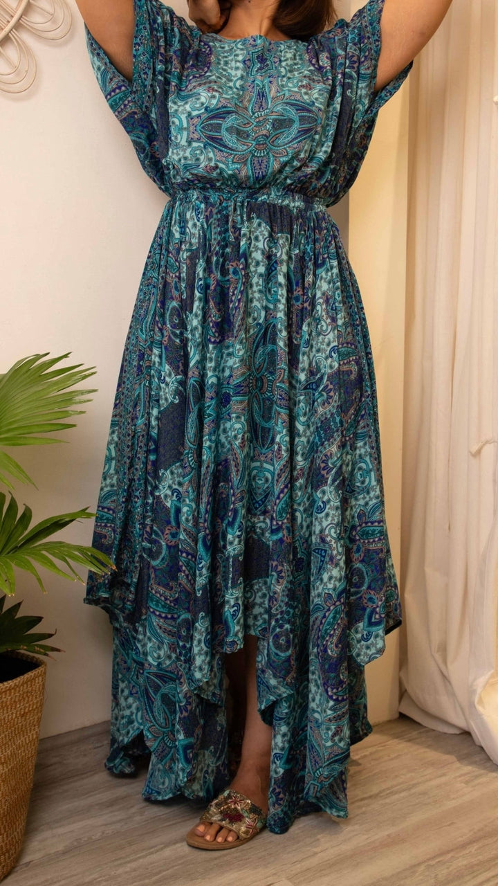 Mediterranean swirl- free size dress