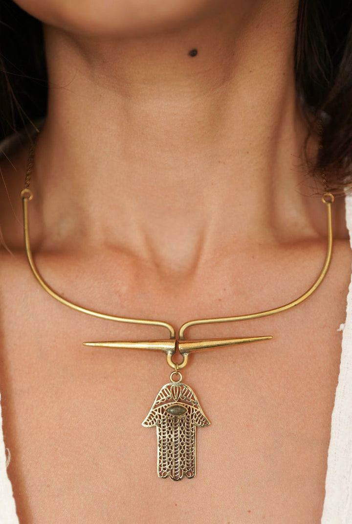 Hamsa necklace+ Hamsa stud earrings combo of 2 items