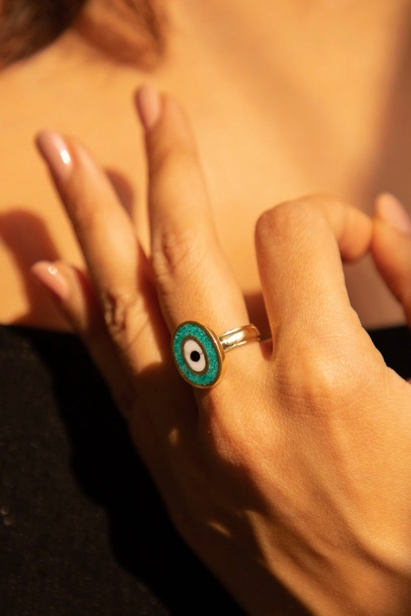 Evil Eye Adjustable Ring .